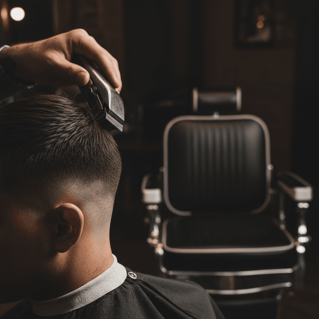 Fresh fade haircut in progress at Newark Master Fade