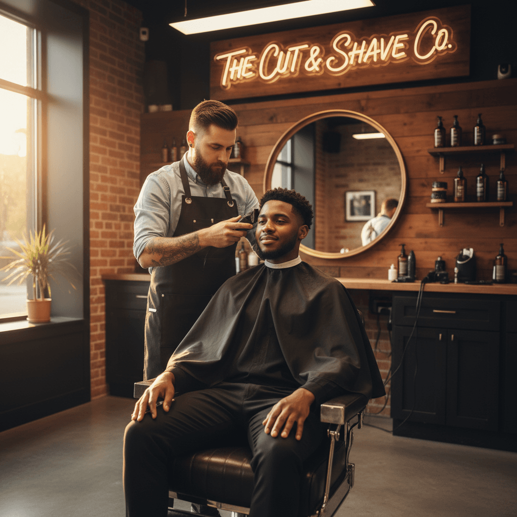Shape-up haircut service showing barber precision work