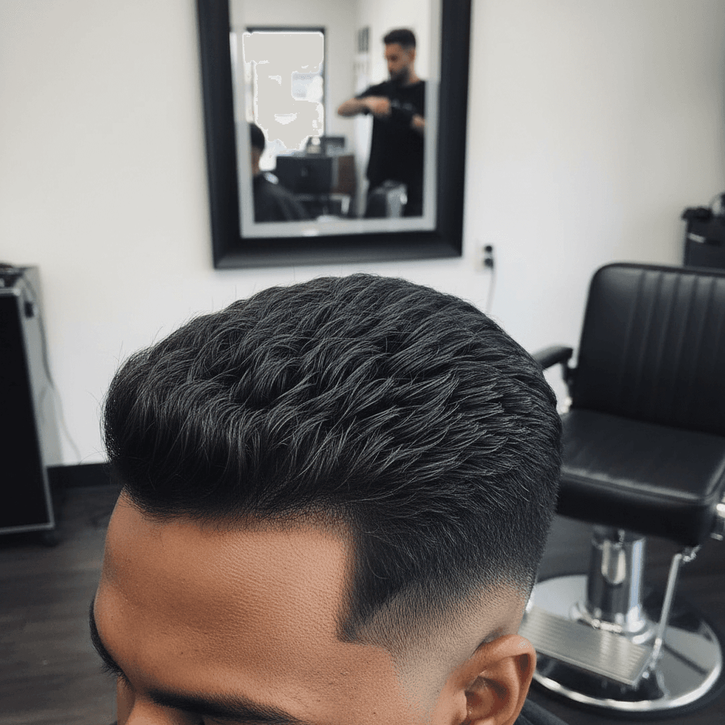 High-definition fade detail showing precision barber work