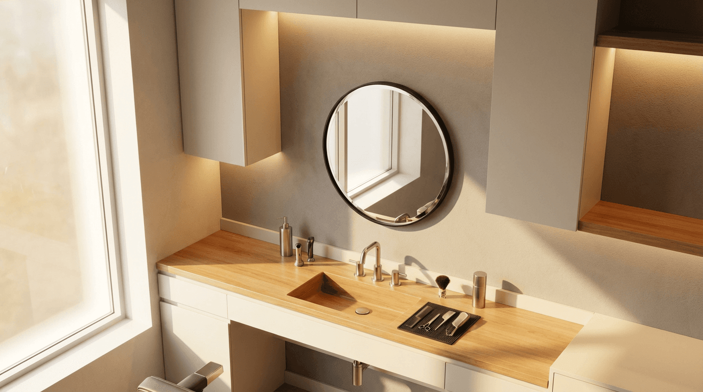 Organized barbershop station with professional tools